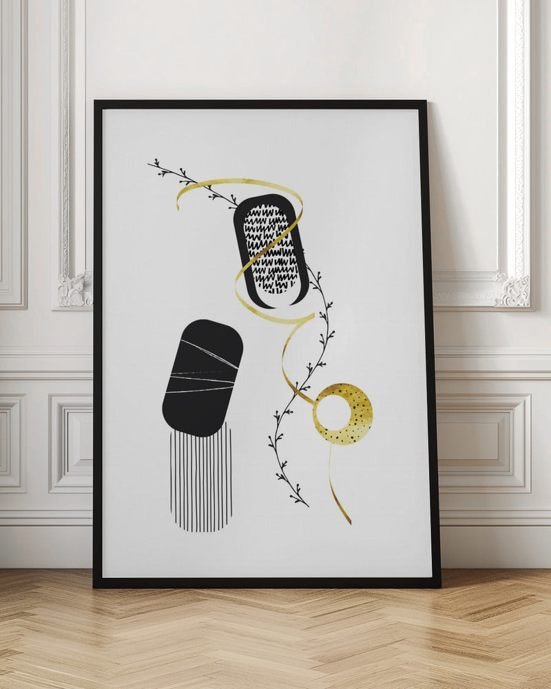 Black & White Abstract No. 1 | gold Poster